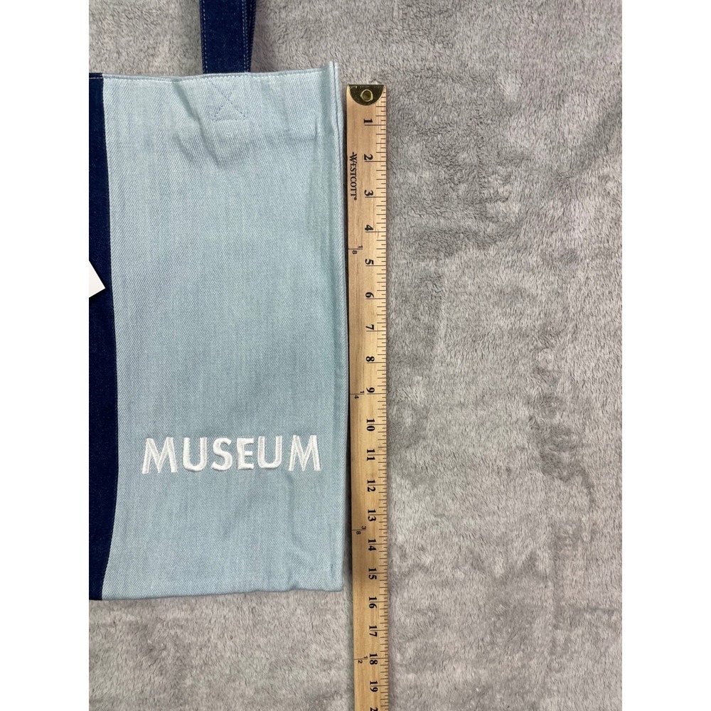 DENIM MUSEUM Tote Bag NWT Colorblock Two Tone Blue Cotton Embroidered YKK Zip - Picture 6 of 14